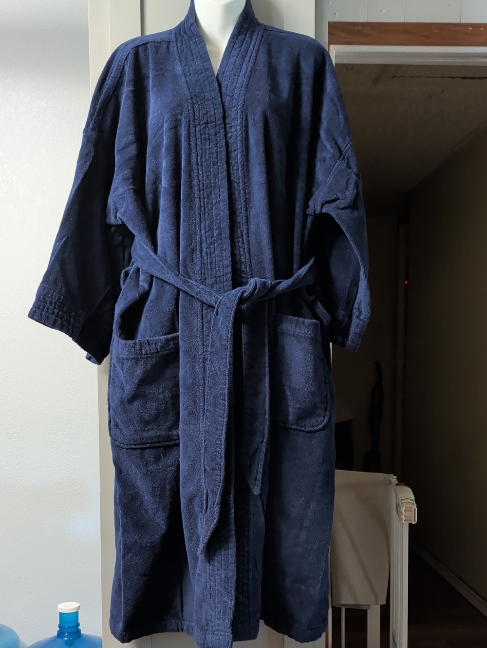 Puritan Navy Men's Cotton Robe with Belt